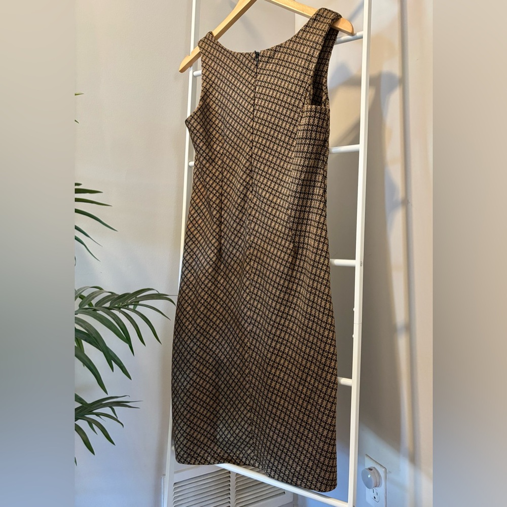 Vintage Vertigo Paris Black & Tan Geometric Midi Dress - Picture 4 of 8